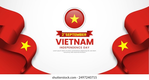 Vietnam independence day greeting card, banner with template text vector illustration