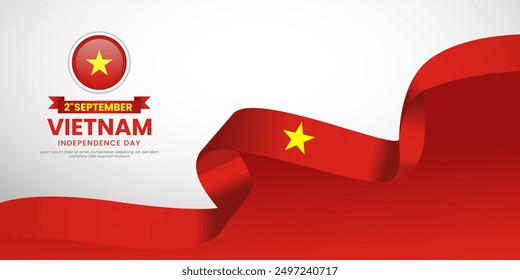 Vietnam independence day greeting card, banner with template text vector illustration