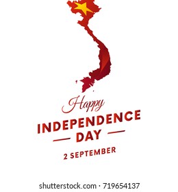 Vietnam Independence day. Vietnam map. Vector illustration.