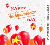 Vietnam Independence Day Patriotic Design. Balloons in National Colors of the Country. Happy Independence Day Vector Greeting Card.