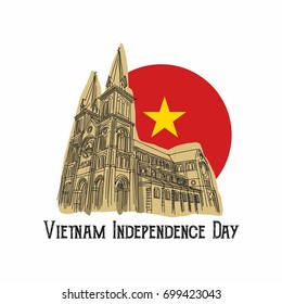 Vietnam independence day Saigon Notre Dame Cathedral Basilica in Ho Chi Minh city