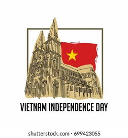 Vietnam independence day Saigon Notre Dame Cathedral Basilica in Ho Chi Minh city