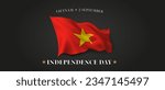 Vietnam independence day vector banner, greeting card. Vietnamese wavy flag in 2nd of September patriotic holiday horizontal design with realistic flag