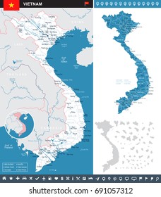 Vietnam infographic map and flag - vector illustration