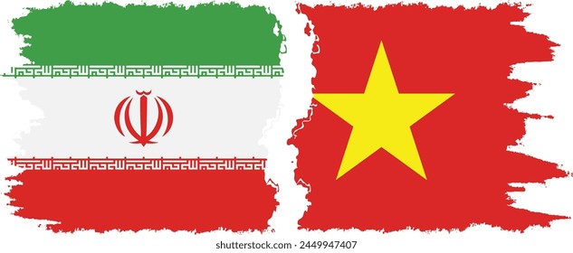 Vietnam and Iran grunge flags connection, vector