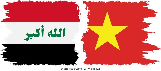 Vietnam and Iraq grunge flags connection, vector