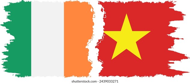 Vietnam and Ireland grunge flags connection, vector