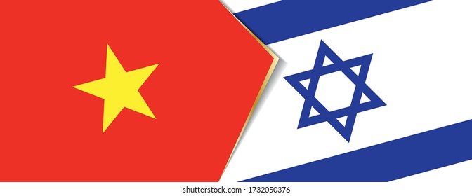 Banderas de Vietnam e Israel, dos banderas vectoriales símbolo de relación o confrontación.