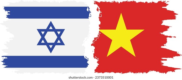 Vietnam and Israel grunge flags connection, vector