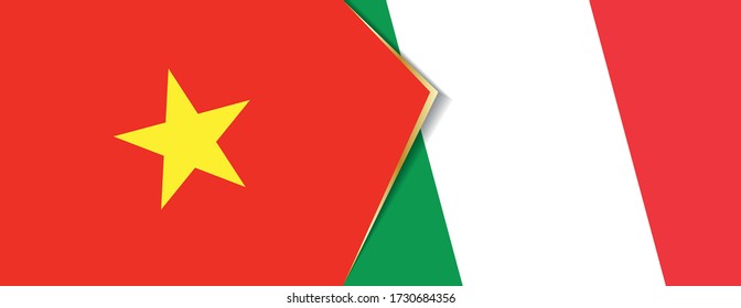 Vietnam and Italy flags, two vector flags symbol of relationship or confrontation.