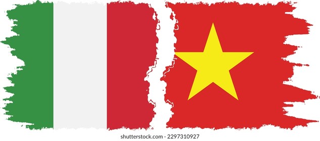 Vietnam and Italy grunge flags connection, vector