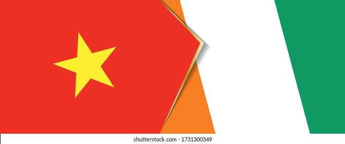 Vietnam and Ivory Coast flags, two vector flags symbol of relationship or confrontation.