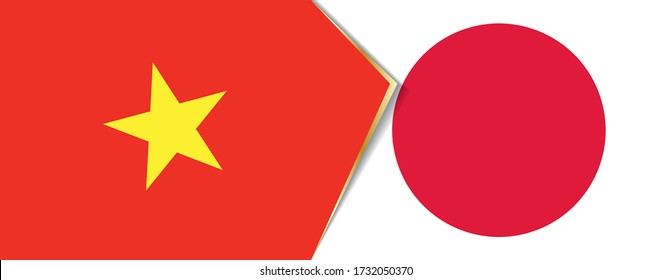 Vietnam and Japan flags, two vector flags symbol of relationship or confrontation.