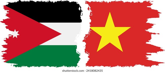 Vietnam and Jordan grunge flags connection, vector