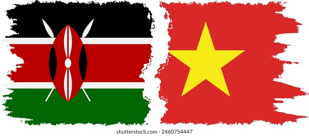 Vietnam and Kenya grunge flags connection, vector