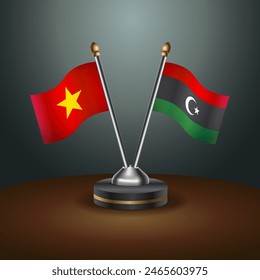 Vietnam and Kingdom of Libya table flags relation with gradient backgrund. Vector Illustration