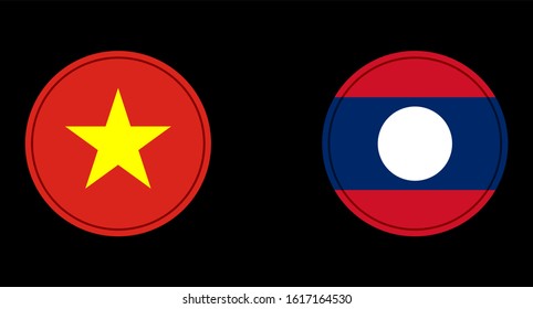 Vietnam and Laos flag circle on a black background