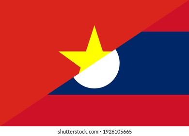 vietnam and laos flags. vector background. proportion 2:3