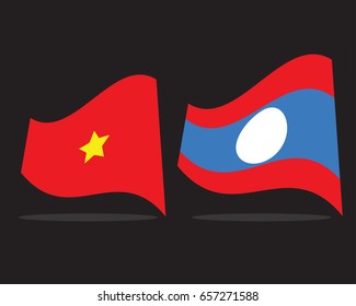 Vietnam Laos world flag vector