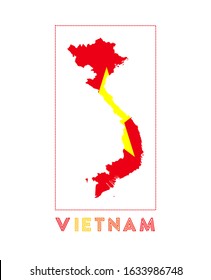 Vietnam logo. Map of Vietnam with country name and flag. Cool vector illustration.