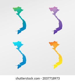 Diseño de imágenes prediseñadas para mapas de baja polilla de Vietnam. Ícono nacional gráfico de polígono geométrico. Símbolo de ilustración vectorial.