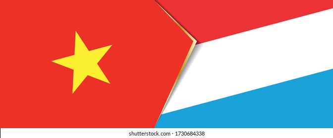 Banderas de Vietnam y Luxemburgo, dos banderas vectoriales símbolo de relación o enfrentamiento.