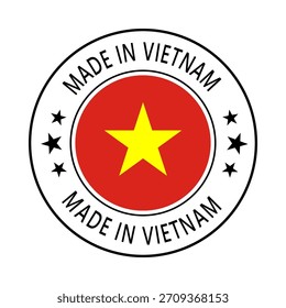 Vietnam Hecho en el sello en círculo con la Plantilla de Vector de la bandera en el fondo blanco