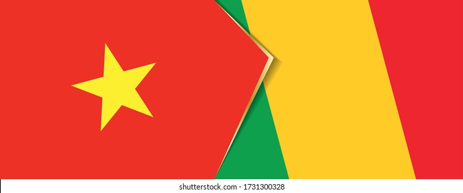 Vietnam and Mali flags, two vector flags symbol of relationship or confrontation.