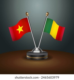 Vietnam and Mali table flags relation with gradient backgrund. Vector Illustration