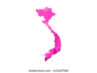 vietnam Map - Abstract geometric rumpled triangular low poly style gradient graphic on white background , line dots polygonal design for your. Vector illustration