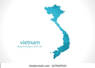 mapa de Vietnam Resumen gráfico de degradado triangular triangular de estilo de polo bajo con fondo blanco

