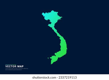 Vietnamkarte des abstrakten Farbverlauf-Grün-Konzept mit Technologie-Licht-Effekt-Vektorgrafik.