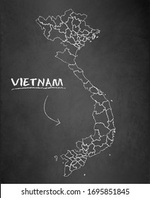 Vietnam-Karte, Verwaltungsabteilung, Abteilungen von Regionen und Namen, Hintergrund-Vektorillustration für Tafelbretter und Tafeln