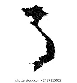 Vietnam map with administrative divisions. Vector illustration.
