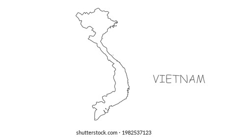 Vietnam map black line on white background. Vector illustration.