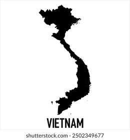 Vietnam Map - black World Map International vector template with High detailed isolated on white background - Vector