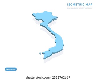 Vietnam map blue on white background with isometric vector.