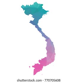 vietnam map. Blue and Pink polygonal shape vector illustration on white background. Vector illustration eps 10.