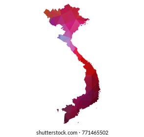 vietnam map. Blue and Red polygonal shape vector illustration on white background. Vector illustration eps 10.