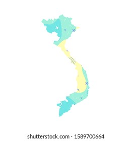 Vietnam map country Asian map illustration vector Asia isolated on white background