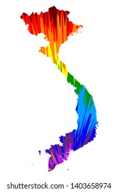 Vietnam - map is designed rainbow abstract colorful pattern, Socialist Republic of Vietnam map made of color explosion,