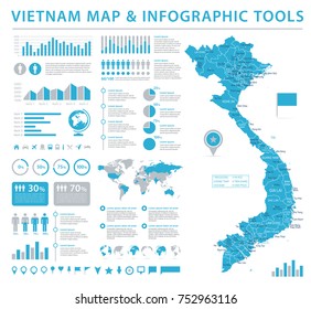 Vietnam Map - Detailed Info Graphic Vector Illustration