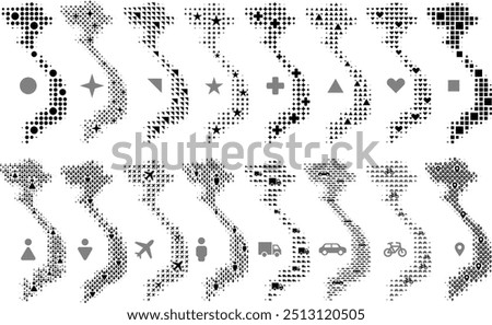 Vietnam map in different icons