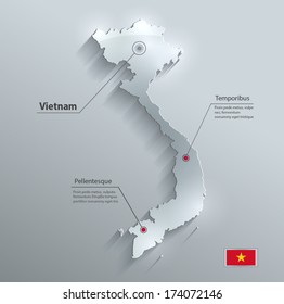 Vietnam Map Flag Glass Water Card Paper 3D Vector 