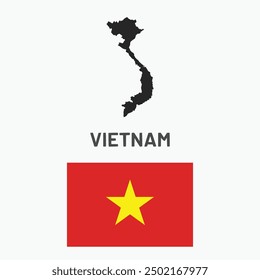 Vietnam Map and Flag Illustration