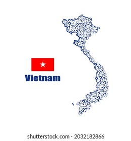 Vietnam Karte Flagge aus Fragezeichen.