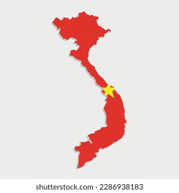 vietnam map with flag on gray background