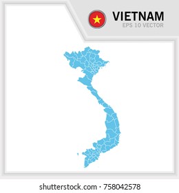 Vietnam map and flag in white background