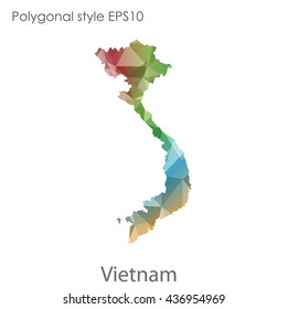 Vietnam map in geometric polygonal style.Abstract gems triangle,modern design background. Vector illustration EPS10