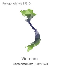 Vietnam map in geometric polygonal style.Abstract gems triangle,modern design background. Vector illustration EPS10